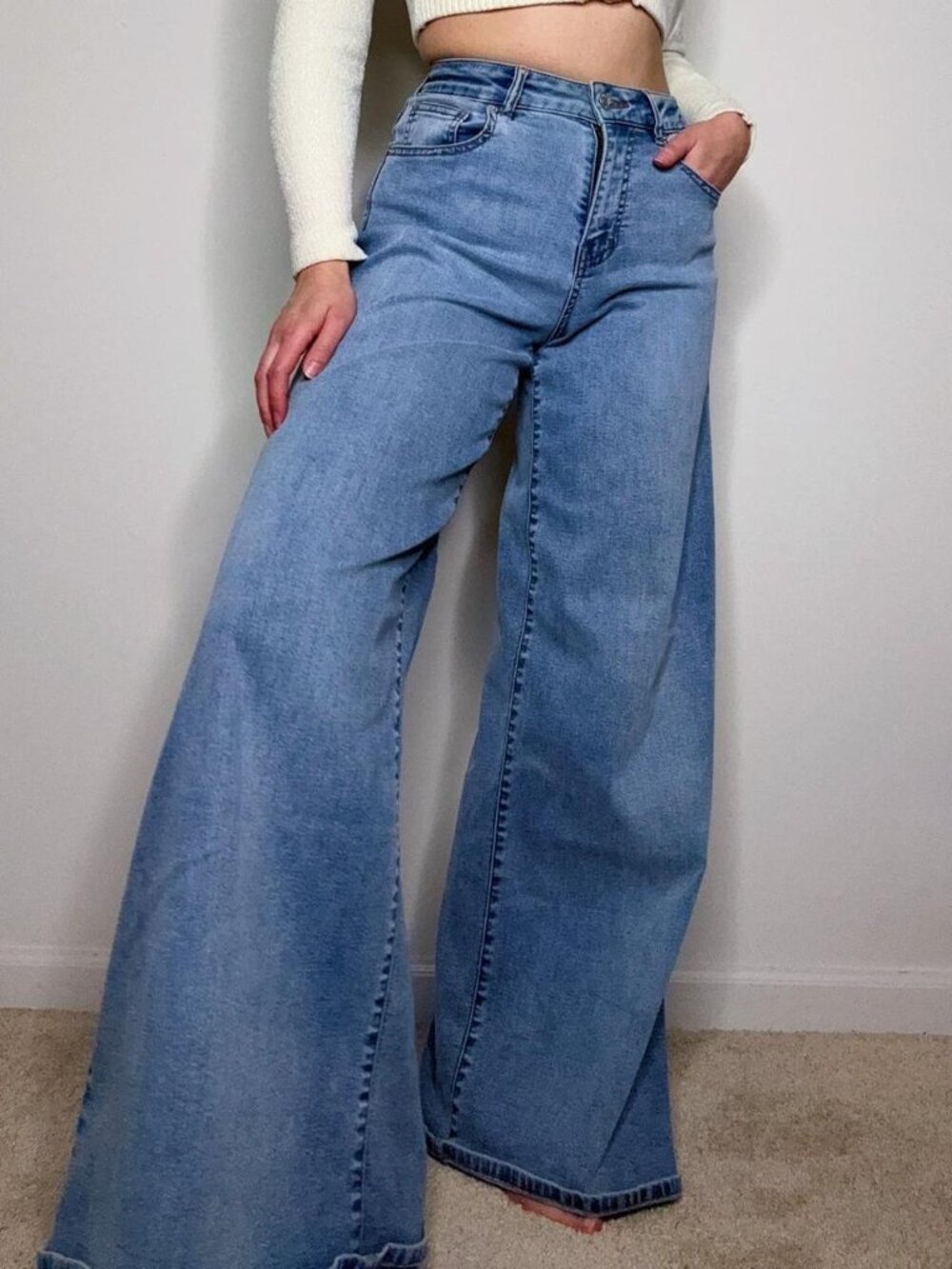 Wide Leg Flare High Waisted Jeans